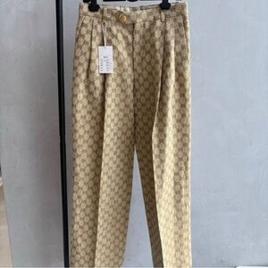 Gucci Beige Patterned Straight Leg Jeans